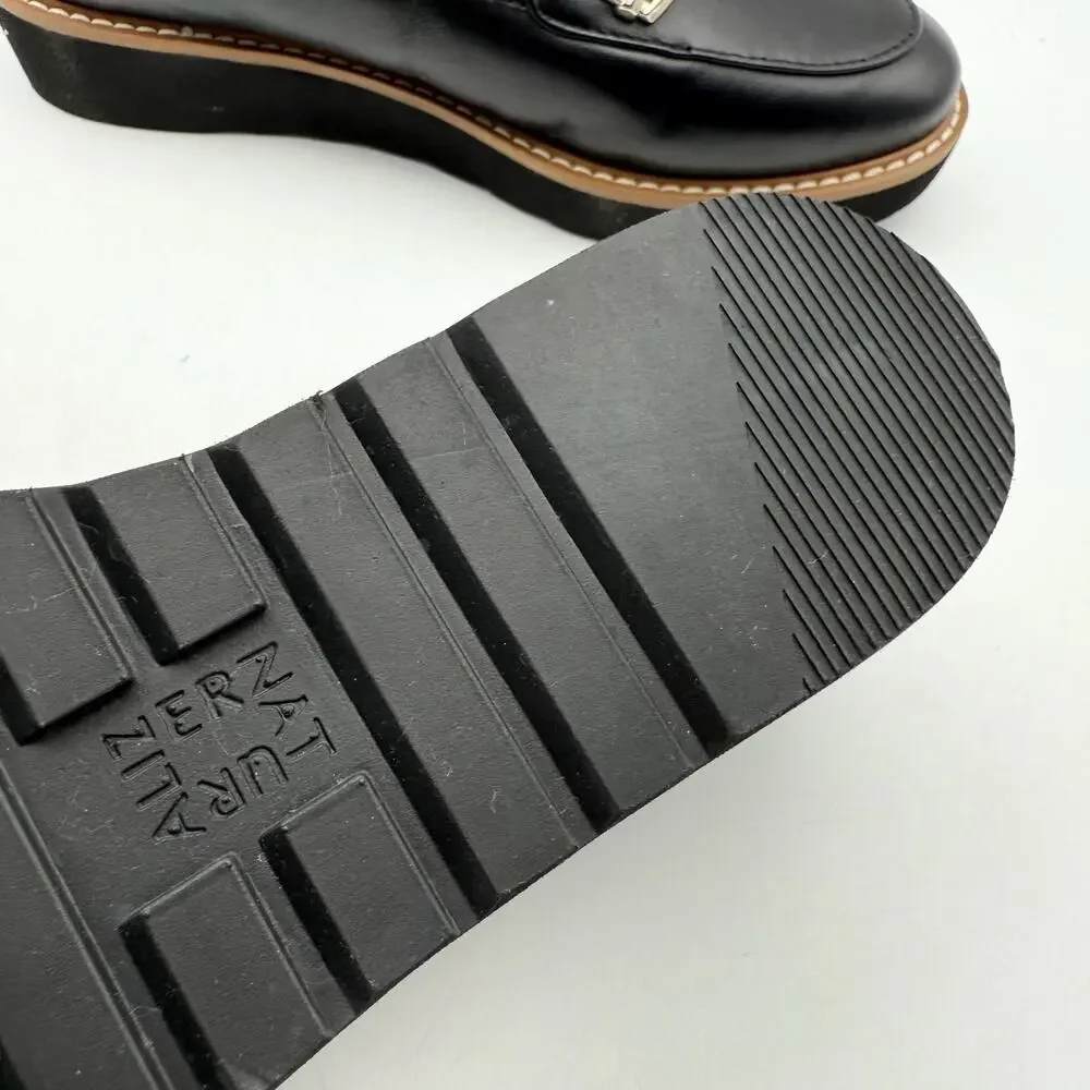 Naturalizer Womens Adiline-Bit Flat Loafers US 6 Wide EU 36 Black Leather EUC